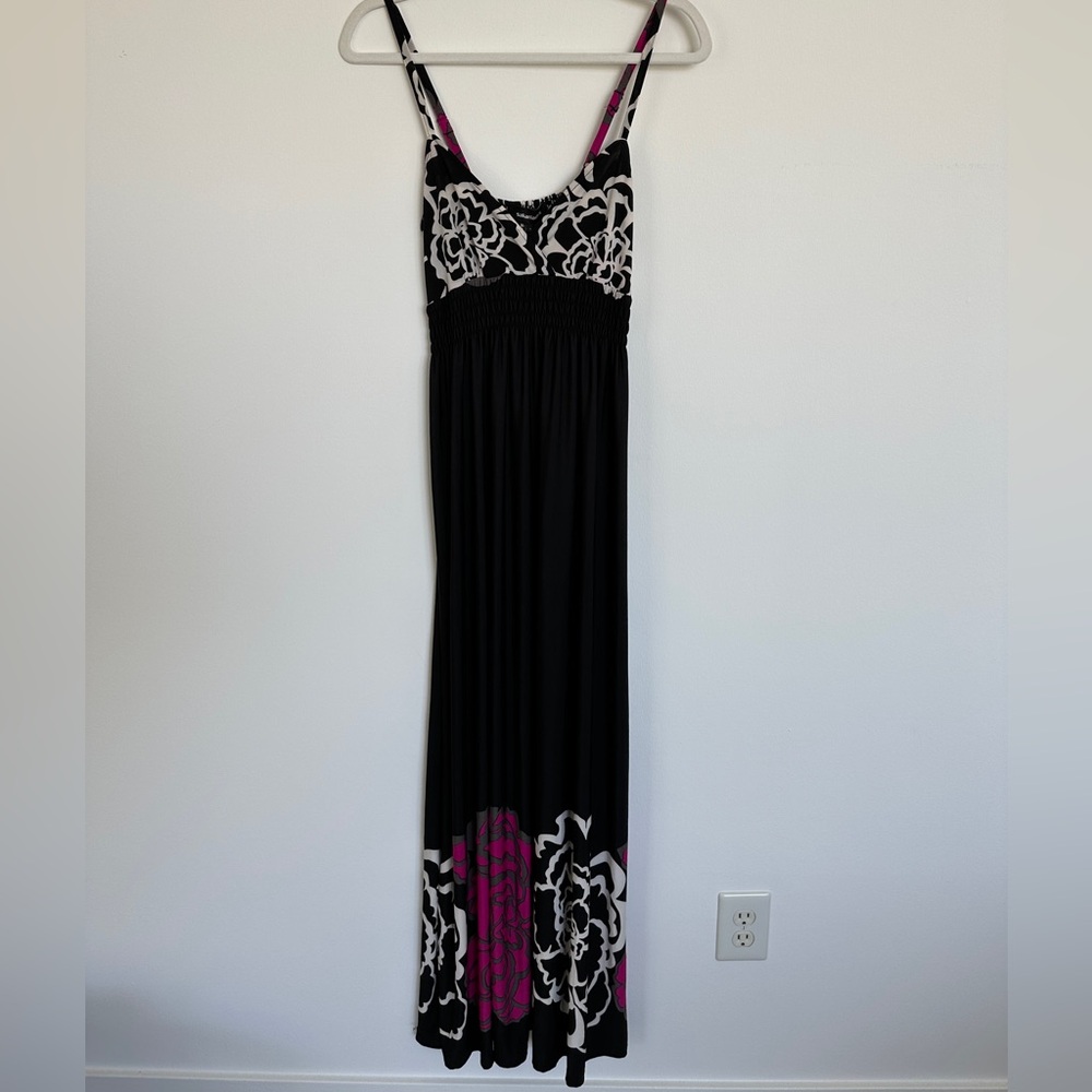 Salian Ladies Print Maxi Dress LongWomens Size Small Black White Purple NWT